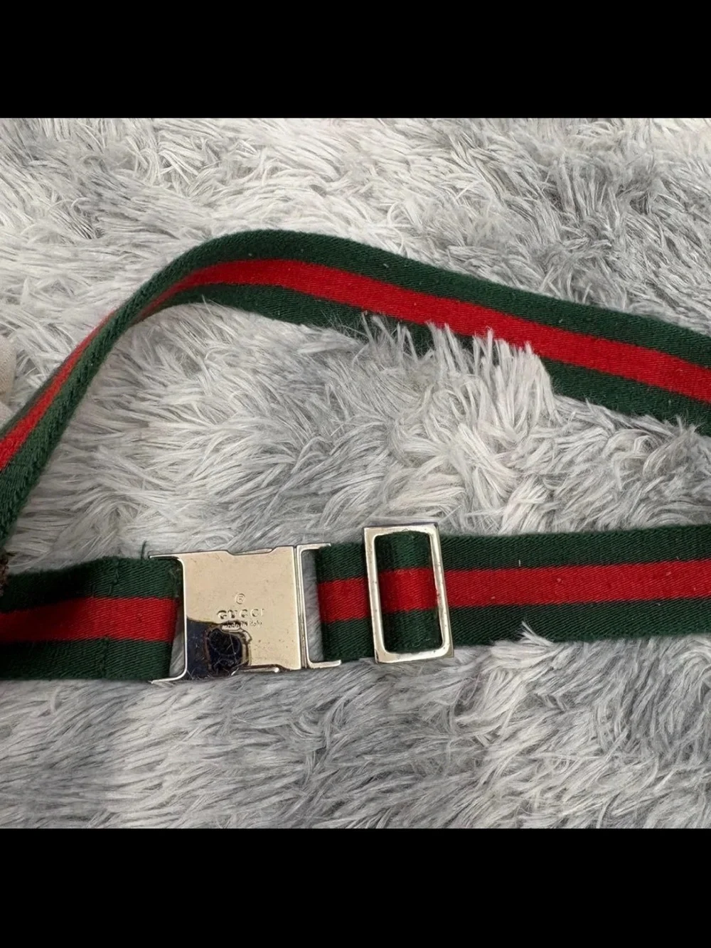 Gucci Tan GG Canvas Belt Bag with Brown Leather and Green-Red Web Strap